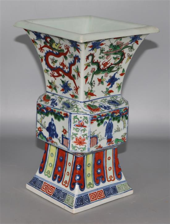 A Chinese Wucai dragon vase, Chenghua mark but later